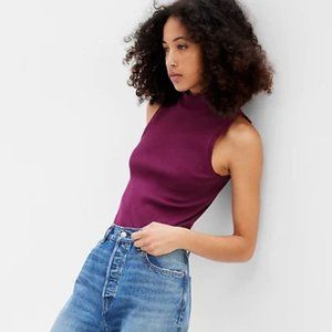 Gap | Rib Mockneck Sleeveless T-Shirt | Purple | Size L